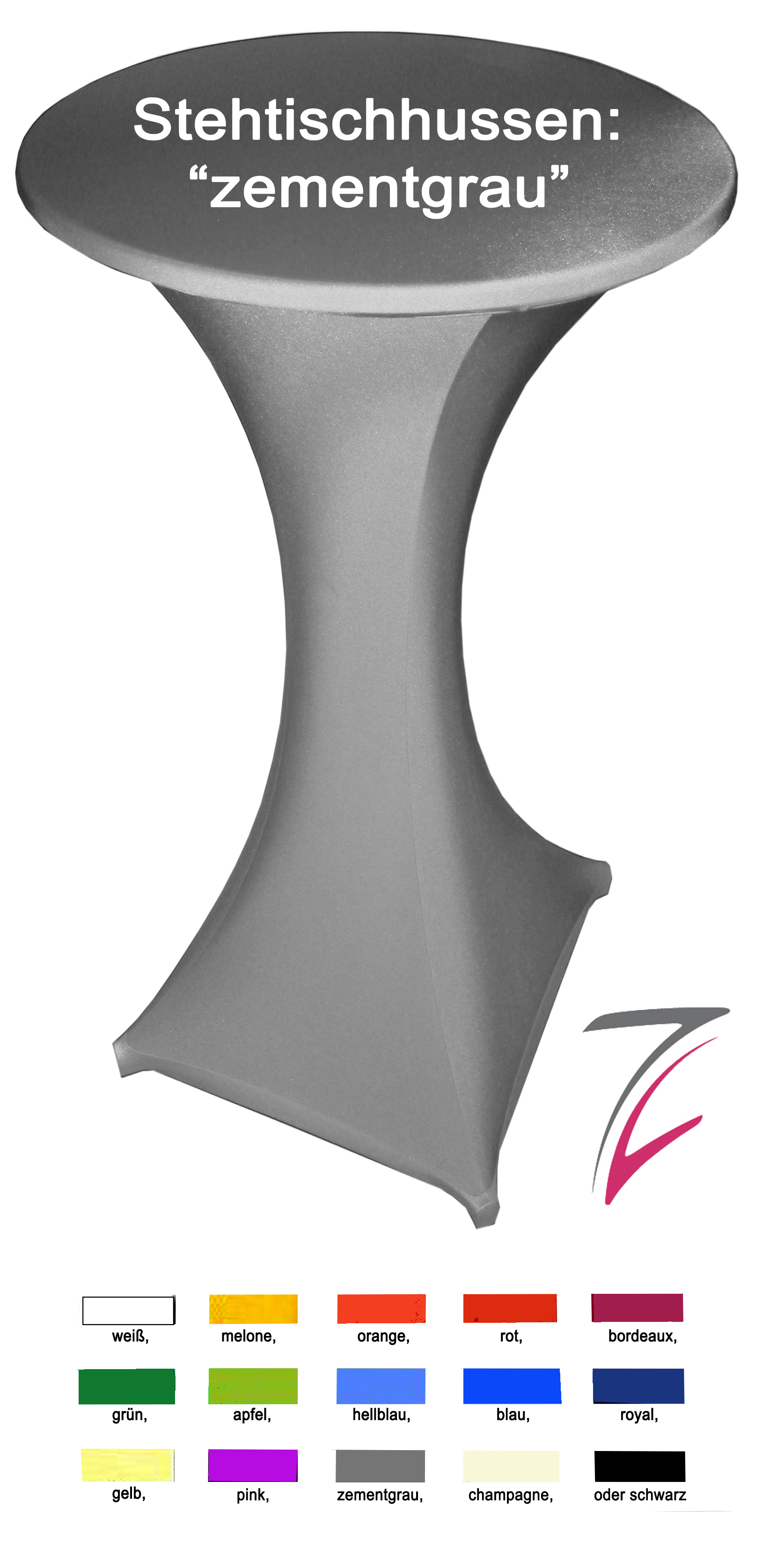 Stehtisch-Stretchhusse Galactica, "zementgrau"